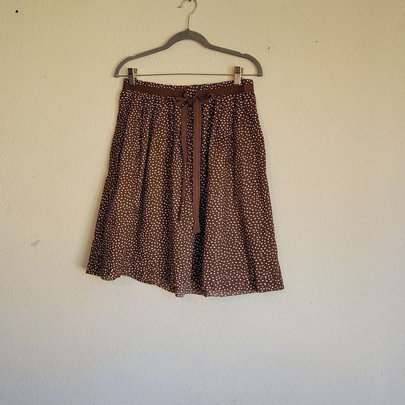GAP midi skirt size 2 brown white pokadot - Picture 2 of 16
